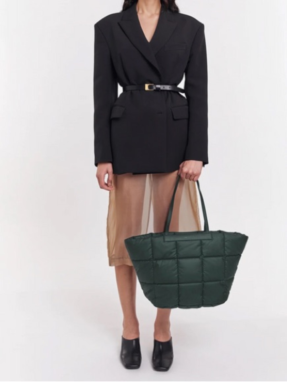 Vee Collective, Quilted Tote Bag in Deep Green